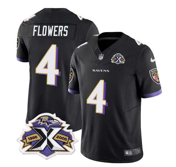 Men & Women & Youth Baltimore Ravens #4 Zay Flowers Black 2023 F.U.S.E With Patch Throwback Vapor Limited Stitched Jersey->atlanta falcons->NFL Jersey